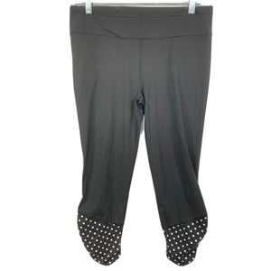Victoria's Secret Sport Leggings Womens M Black White Polka Dot Ruched Capri VSX